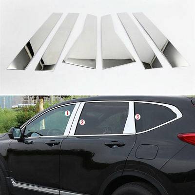 2017 2018 2019 HONDA CRV CR-V 6pc Pillar Posts STAINLESS STEEL Chrome Overlays