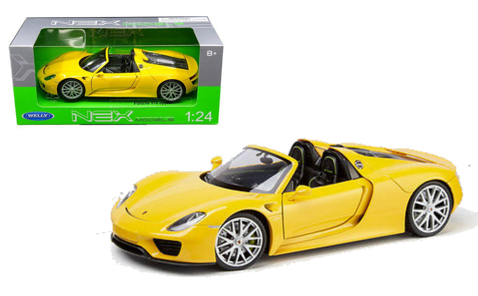Welly 1:24 W/B Porsche 918 Spyder Convertible (yellow) 24055
