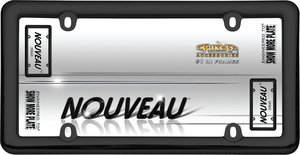 LICENSE PLATE FRAME NOUVEAU BLACK PLASTIC