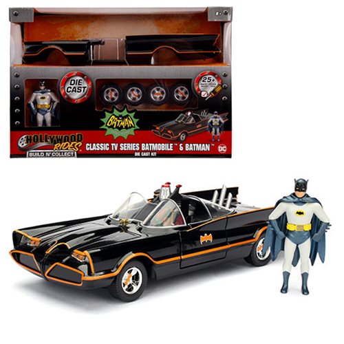 1:24 W/B - Metals - Build N' Collect - 1966 Batmobile With Batman Robin Figure Black JADA 30873