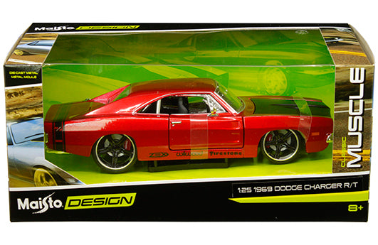 1:25 Window Box - Classic Muscle - 1969 Dodge Charger R/T - Red metallic with matte black hood 32537