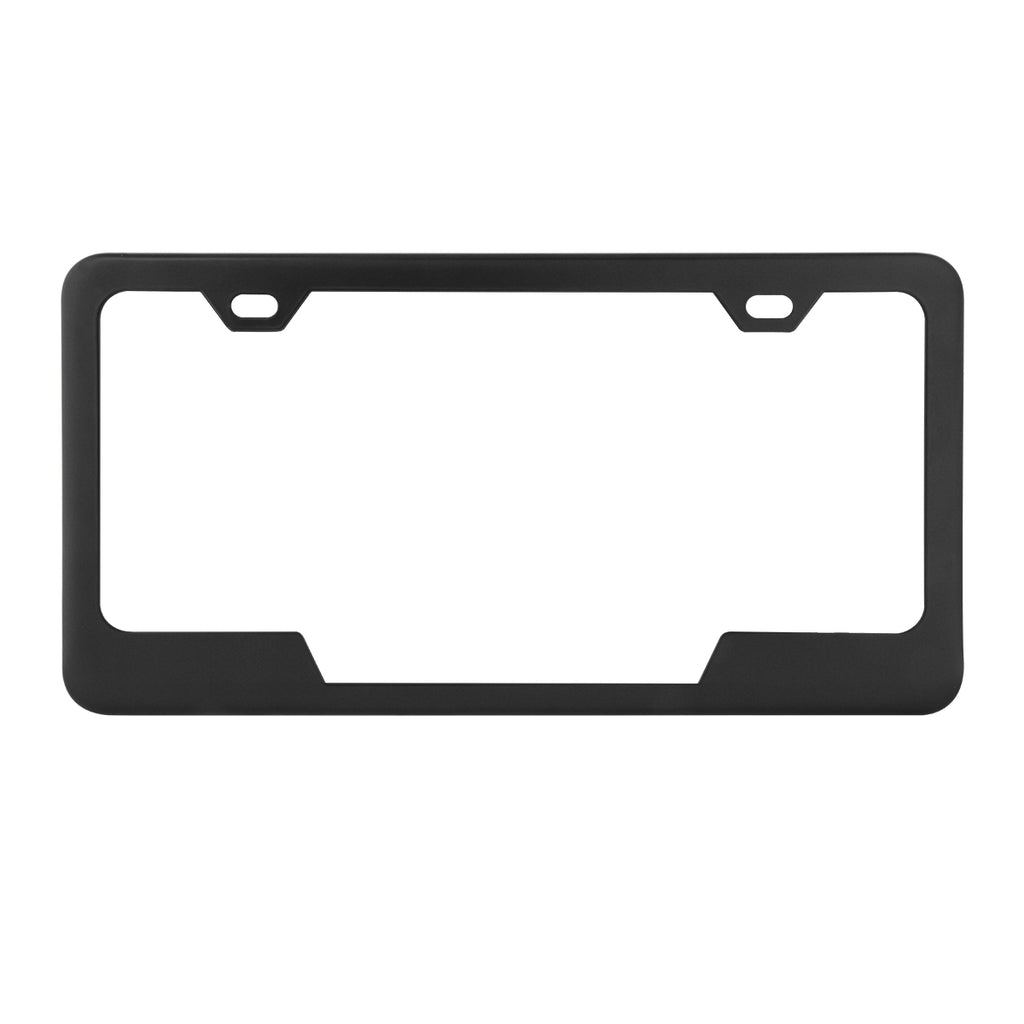  PLAIN 2-HOLE LICENSE PLATE FRAMES WITH CENTER CUT Matte Black