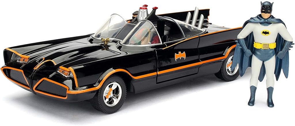1:24 W/B Metals - 1966 Classic TV Series Batmobile W/ Batman & Robin Figures (black) JADA 98259