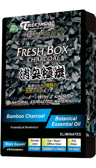 AIR FRESHENER TREEFROG FRESH BOX CHARCOAL BLACK SQUASH