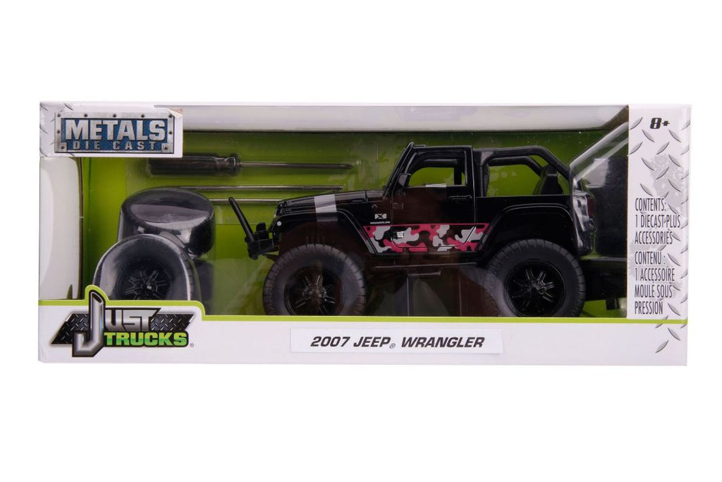 Jada 1/24 "Just Trucks" 2007 Jeep Wrangler w/ Extra Tires Black 31560
