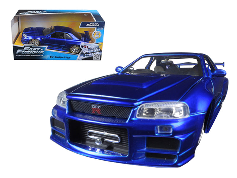 Jada 1/24 "Fast & Furious" Brian's 2002 Nissan Skyline R34 Blue-autoworld-1